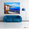 地中海風景De080 純手繪 油畫 橫幅 藍色 冷色系 浪漫 歐式 咖啡廳 民宿 餐廳 海岸線 藝術品