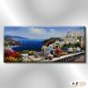 地中海風景De085 純手繪 油畫 橫幅 藍褐 中性色系 浪漫 歐式 咖啡廳 民宿 餐廳 海岸線 藝術品