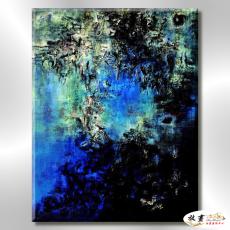 名家抽象A14 純手繪 油畫 直幅 藍色 冷色系 無框畫 名畫 線條 現代抽象 近代名家 大師作品