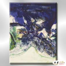 名家抽象A15 純手繪 油畫 直幅 藍色 冷色系 無框畫 名畫 線條 現代抽象 近代名家 大師作品