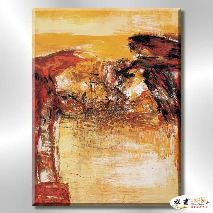 名家抽象A17 純手繪 油畫 直幅 橙褐 暖色系 無框畫 名畫 線條 現代抽象 近代名家 大師作品