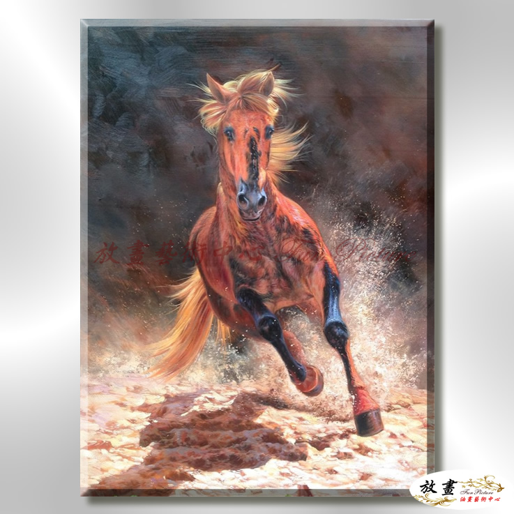 馬107 純手繪 油畫 直幅 褐咖 中性色系 動物 大自然 藝術畫 掛畫 生肖 客廳 裝潢 室內設計