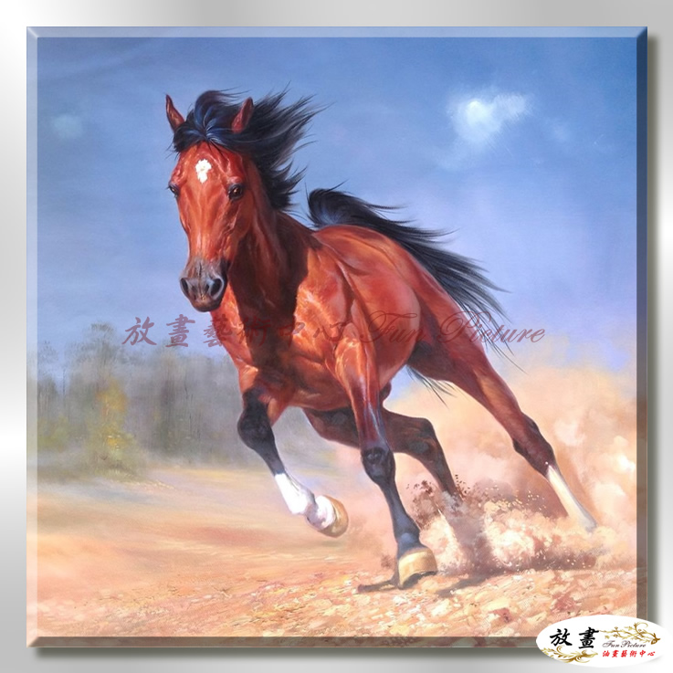 馬108 純手繪 油畫 方形 褐咖 中性色系 動物 大自然 藝術畫 掛畫 生肖 客廳 裝潢 室內設計