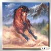 馬109 純手繪 油畫 方形 褐咖 中性色系 動物 大自然 藝術畫 掛畫 生肖 客廳 裝潢 室內設計
