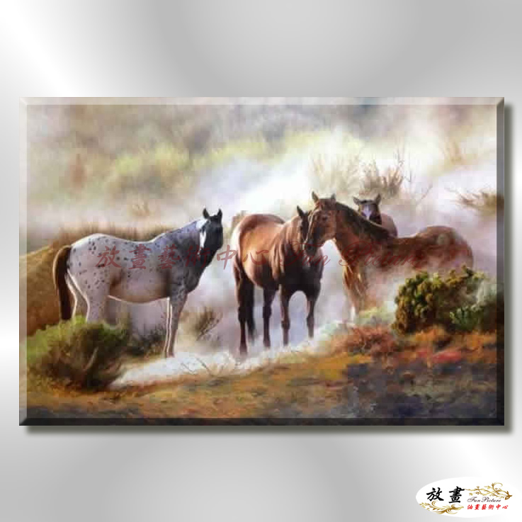 馬113 純手繪 油畫 橫幅 褐咖 中性色系 動物 大自然 藝術畫 掛畫 生肖 客廳 裝潢 室內設計