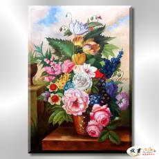 古典花卉185 純手繪 油畫 直幅 多彩 中性色系 寫實 掛畫 無框畫 民宿 室內設計 居家佈置