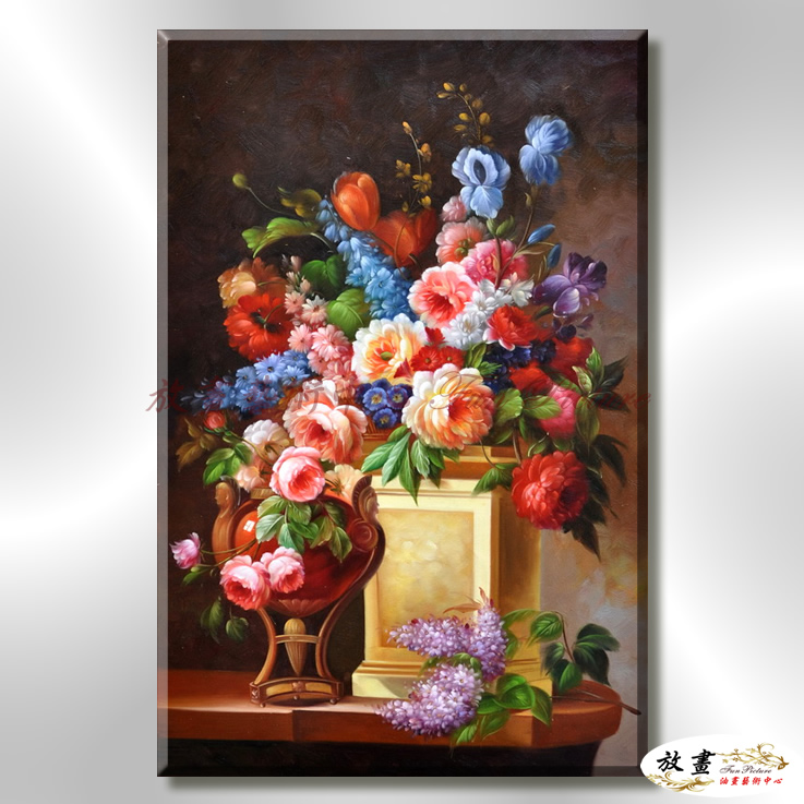 古典花卉80 純手繪 油畫 直幅 多彩 中性色系 寫實 掛畫 無框畫 民宿 室內設計 居家佈置