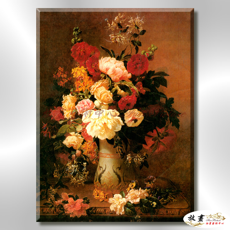 古典花卉155 純手繪 油畫 直幅 紅褐 暖色系 寫實 掛畫 無框畫 民宿 室內設計 居家佈置