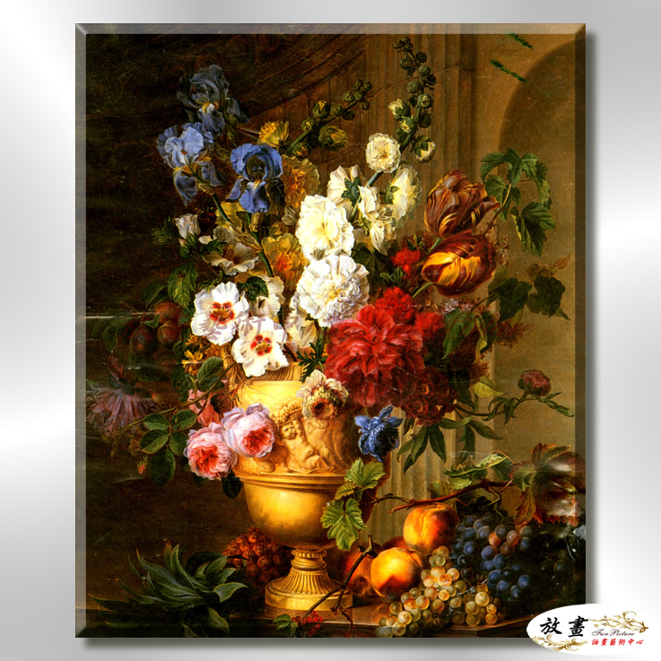 古典花卉158 純手繪 油畫 直幅 紅褐 暖色系 寫實 掛畫 無框畫 民宿 室內設計 居家佈置