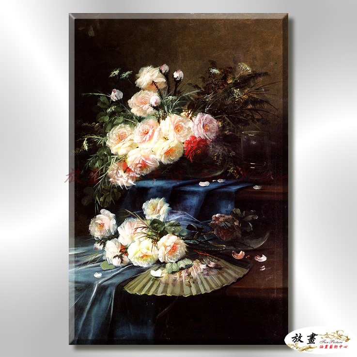 古典花卉160 純手繪 油畫 直幅 黑褐 中性色系 寫實 掛畫 無框畫 民宿 室內設計 居家佈置