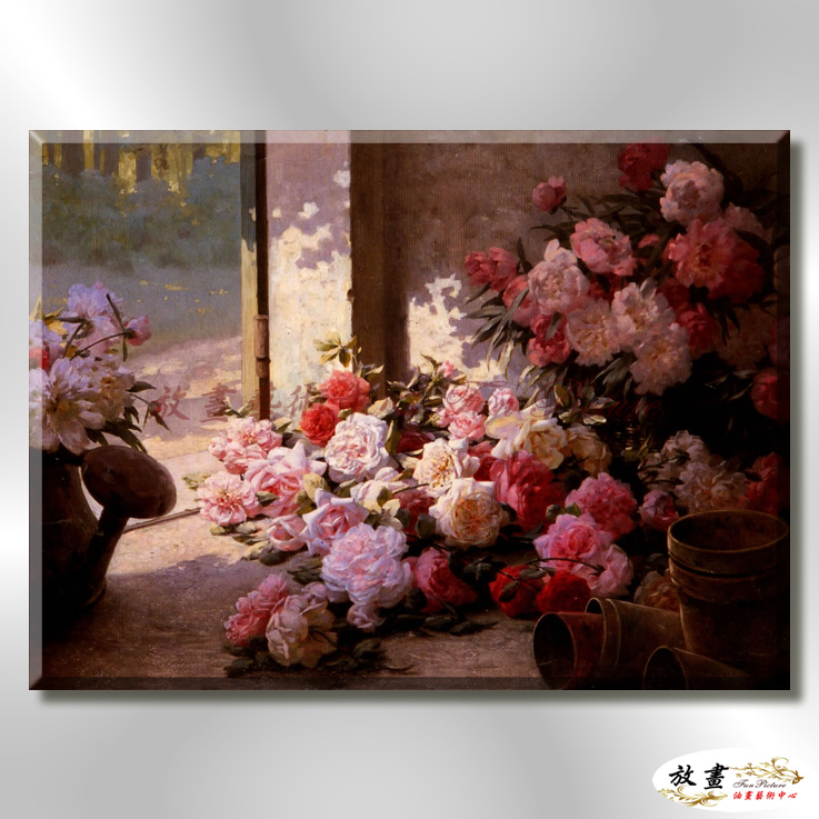 古典花卉166 純手繪 油畫 橫幅 紅褐 暖色系 寫實 掛畫 無框畫 民宿 室內設計 居家佈置