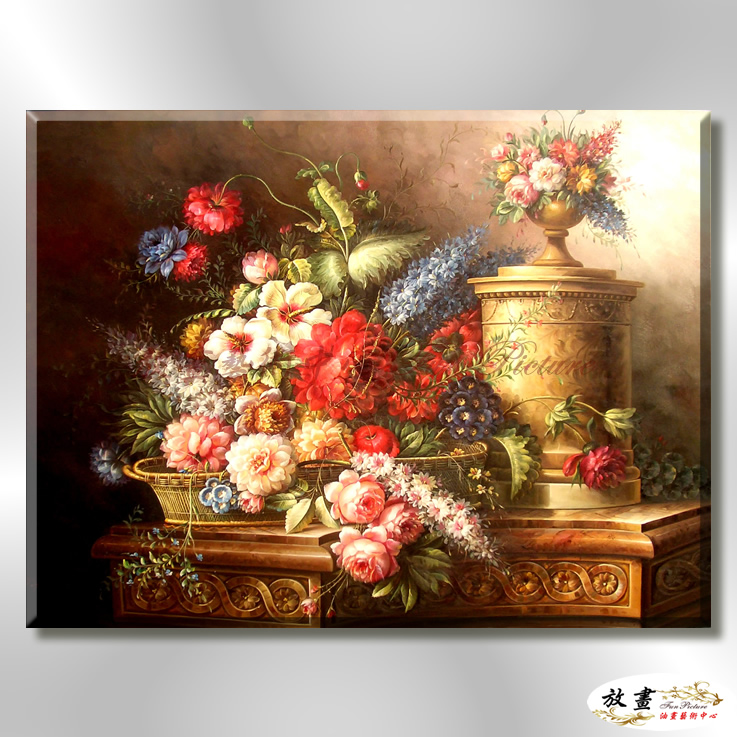 古典花卉175 純手繪 油畫 橫幅 紅褐 暖色系 寫實 掛畫 無框畫 民宿 室內設計 實拍影片