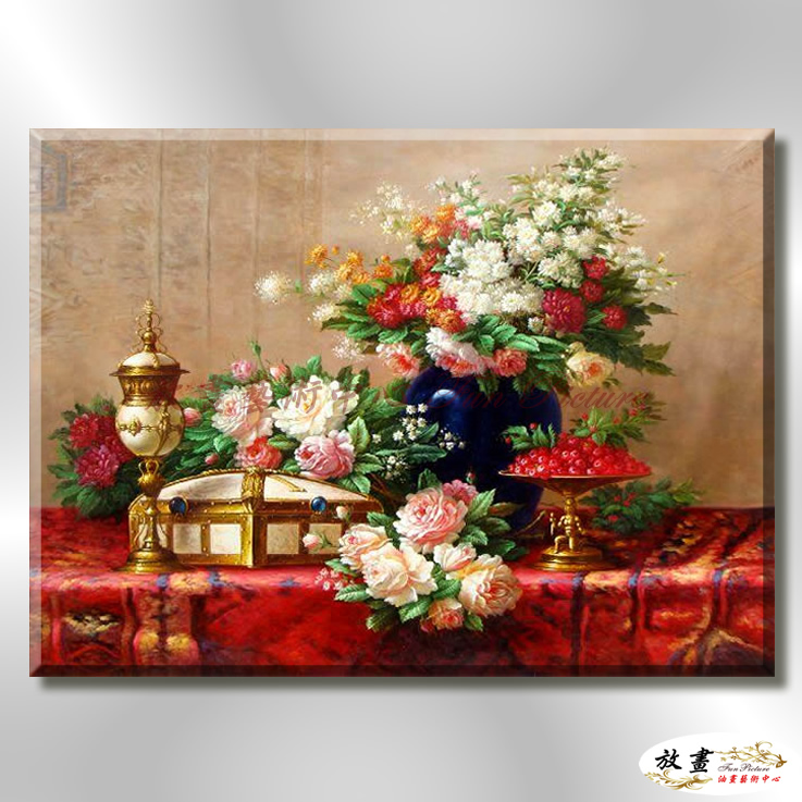 古典花卉178 純手繪 油畫 橫幅 紅褐 暖色系 寫實 掛畫 無框畫 民宿 室內設計 居家佈置