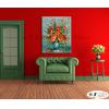 印象派花卉104 純手繪 油畫 直幅 橙綠 中性色系 印象 掛畫 無框畫 民宿 室內設計 居家佈置