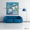 印象派花卉137 純手繪 油畫 方形 藍色 冷色系 印象 掛畫 無框畫 民宿 室內設計 居家佈置