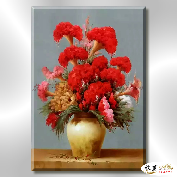 印象派花卉141 純手繪 油畫 直幅 紅褐 暖色系 印象 掛畫 無框畫 民宿 室內設計 居家佈置