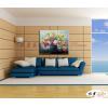 印象派花卉259 純手繪 油畫 橫幅 灰藍 中性色系 印象 掛畫 無框畫 民宿 室內設計 居家佈置