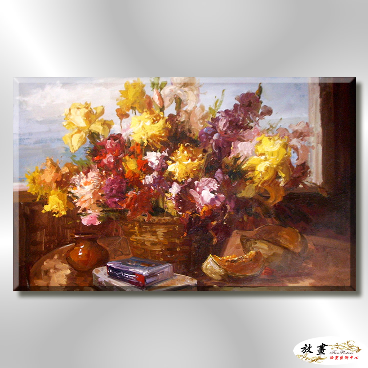 印象派花卉264 純手繪 油畫 橫幅 黃褐 暖色系 印象 掛畫 無框畫 民宿 室內設計 居家佈置