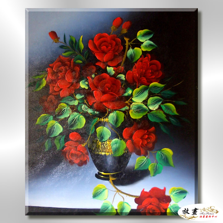 印象派花卉317 純手繪 油畫 直幅 紅綠 中性色系 印象 掛畫 無框畫 民宿 室內設計 居家佈置