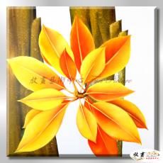 裝飾花卉C230 純手繪 油畫 方形 黃橙 暖色系 掛畫 招財 風水 裝修 無框畫 玄關 室內設計