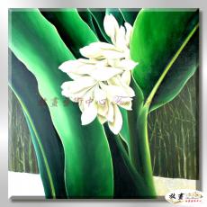 裝飾花卉C231 純手繪 油畫 方形 綠色 冷色系 掛畫 招財 風水 裝修 無框畫 玄關 室內設計