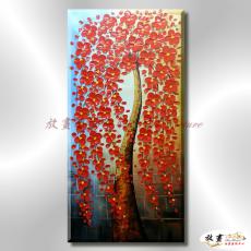 裝飾花卉C247 純手繪 油畫 直幅 紅色 暖色系 掛畫 招財 風水 刀畫 無框畫 玄關 室內設計