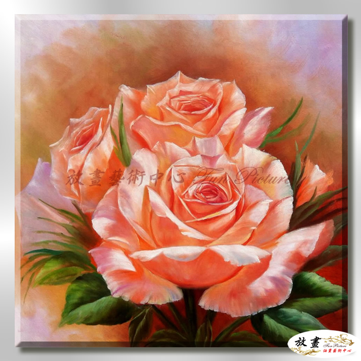 玫瑰270 純手繪 油畫 方形 粉紅 暖色系 寫實 掛畫 無框畫 民宿 室內設計 居家佈置