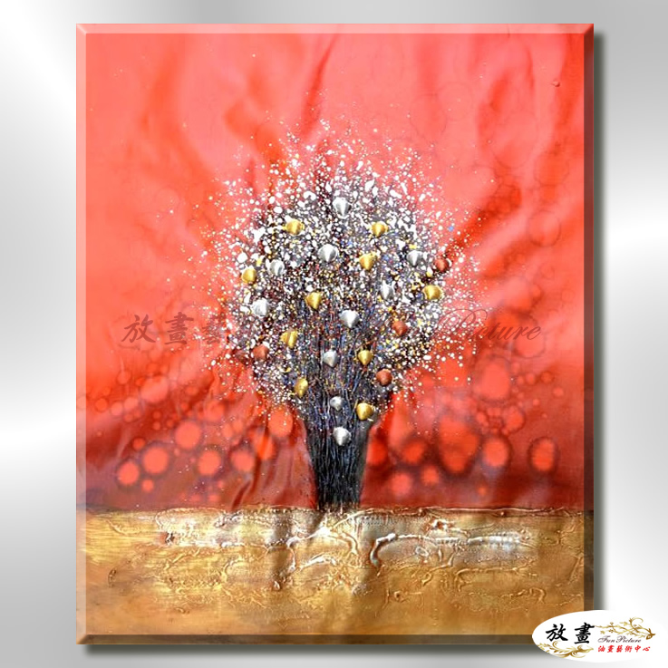 裝飾花卉C68 純手繪 油畫 直幅 紅色 暖色系 掛畫 招財 風水 裝修 無框畫 玄關 室內設計