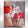 裝飾花卉C79 純手繪 油畫 直幅 紅咖 暖色系 掛畫 招財 風水 裝修 無框畫 玄關 室內設計