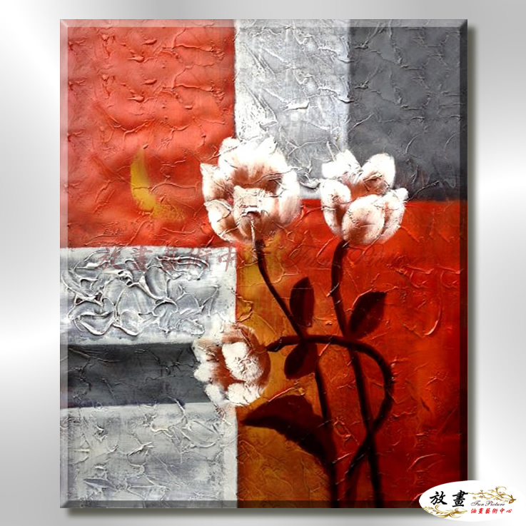裝飾花卉C80 純手繪 油畫 直幅 紅咖 暖色系 掛畫 招財 風水 裝修 無框畫 玄關 室內設計