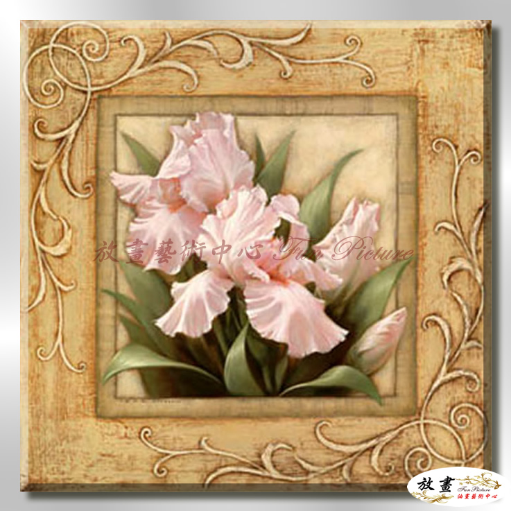 裝飾花卉C102 純手繪 油畫 方形 粉紅褐 暖色系 掛畫 招財 風水 裝修 無框畫 玄關 室內設計