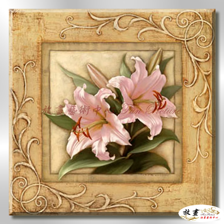 裝飾花卉C103 純手繪 油畫 方形 粉紅褐 暖色系 掛畫 招財 風水 裝修 無框畫 玄關 室內設計