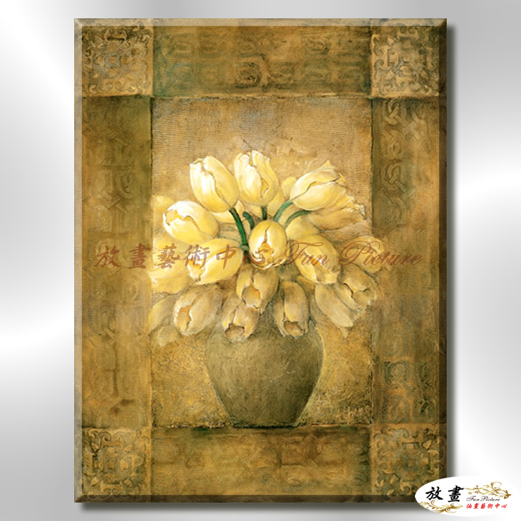 裝飾花卉C104 純手繪 油畫 直幅 黃褐 暖色系 掛畫 招財 風水 裝修 無框畫 玄關 室內設計