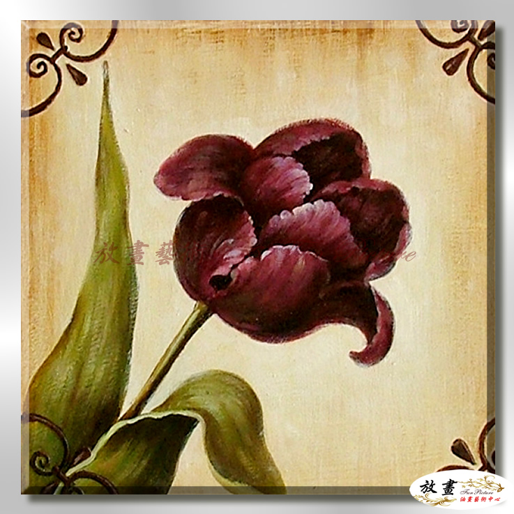 裝飾花卉C106 純手繪 油畫 直幅 紅褐 暖色系 掛畫 招財 風水 裝修 無框畫 玄關 室內設計