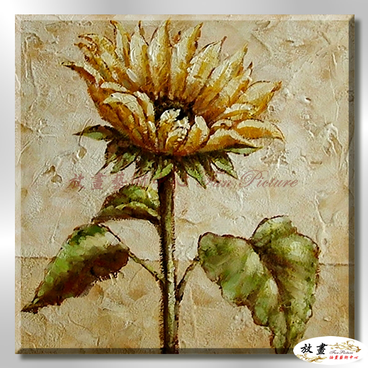 裝飾花卉C109 純手繪 油畫 直幅 綠褐 中性色系 掛畫 招財 風水 裝修 無框畫 玄關 室內設計