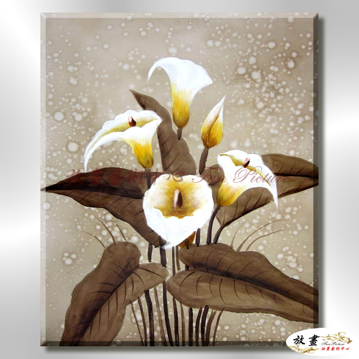 裝飾花卉C118 純手繪 油畫 直幅 黃咖 中性色系 掛畫 招財 風水 裝修 無框畫 玄關 室內設計