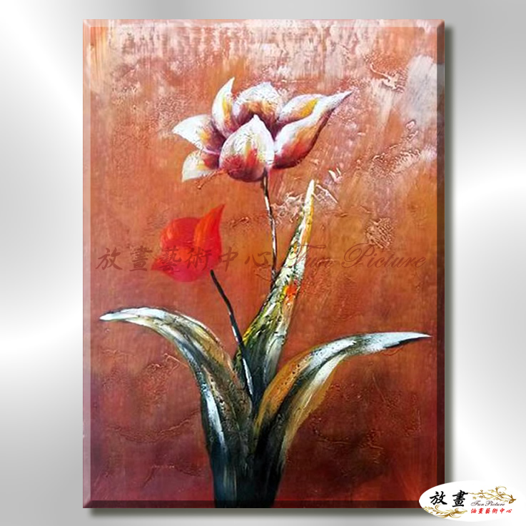 裝飾花卉C124 純手繪 油畫 直幅 紅咖 暖色系 掛畫 招財 風水 裝修 無框畫 玄關 室內設計