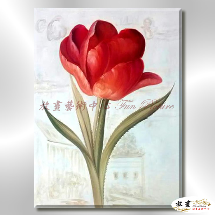 裝飾花卉C126 純手繪 油畫 直幅 紅色 暖色系 掛畫 招財 風水 裝修 無框畫 玄關 室內設計