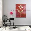 裝飾花卉C128 純手繪 油畫 直幅 紅底 暖色系 掛畫 招財 風水 裝修 無框畫 玄關 室內設計