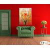裝飾花卉C129 純手繪 油畫 直幅 紅橙 暖色系 掛畫 招財 風水 裝修 無框畫 玄關 室內設計