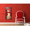 裝飾花卉C169 純手繪 油畫 直幅 紅色 暖色系 掛畫 招財 風水 裝修 無框畫 玄關 室內設計