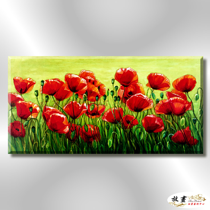 裝飾花卉C180 純手繪 油畫 橫幅 紅綠 中性色系 掛畫 招財 風水 裝修 無框畫 玄關 室內設計