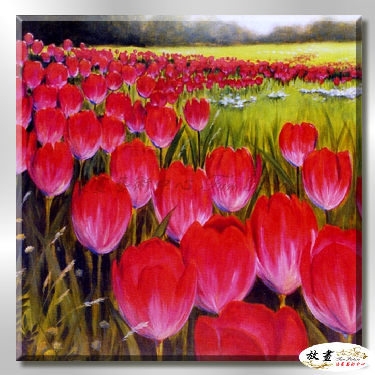 裝飾花卉C181 純手繪 油畫 方形 紅色 暖色系 掛畫 招財 風水 裝修 無框畫 玄關 室內設計