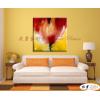 裝飾花卉C195 純手繪 油畫 方形 黃紅 暖色系 掛畫 招財 風水 裝修 無框畫 玄關 室內設計