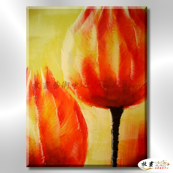 裝飾花卉C200 純手繪 油畫 直幅 黃橙 暖色系 掛畫 招財 風水 裝修 無框畫 玄關 室內設計
