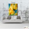 裝飾花卉C202 純手繪 油畫 直幅 黃色 暖色系 掛畫 招財 風水 裝修 無框畫 玄關 室內設計