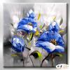 裝飾花卉C211 純手繪 油畫 方形 藍色 冷色系 掛畫 招財 風水 裝修 無框畫 玄關 室內設計