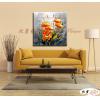 裝飾花卉C212 純手繪 油畫 方形 黃橙 暖色系 掛畫 招財 風水 裝修 無框畫 玄關 室內設計