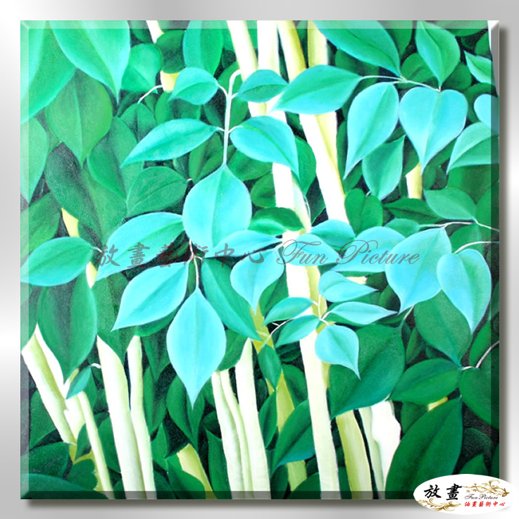 裝飾花卉C233 純手繪 油畫 方形 綠色 中性色系 掛畫 招財 風水 裝修 無框畫 玄關 室內設計