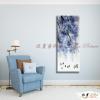 裝飾花卉C241 純手繪 油畫 直幅 藍色 冷色系 掛畫 招財 風水 裝修 無框畫 玄關 室內設計